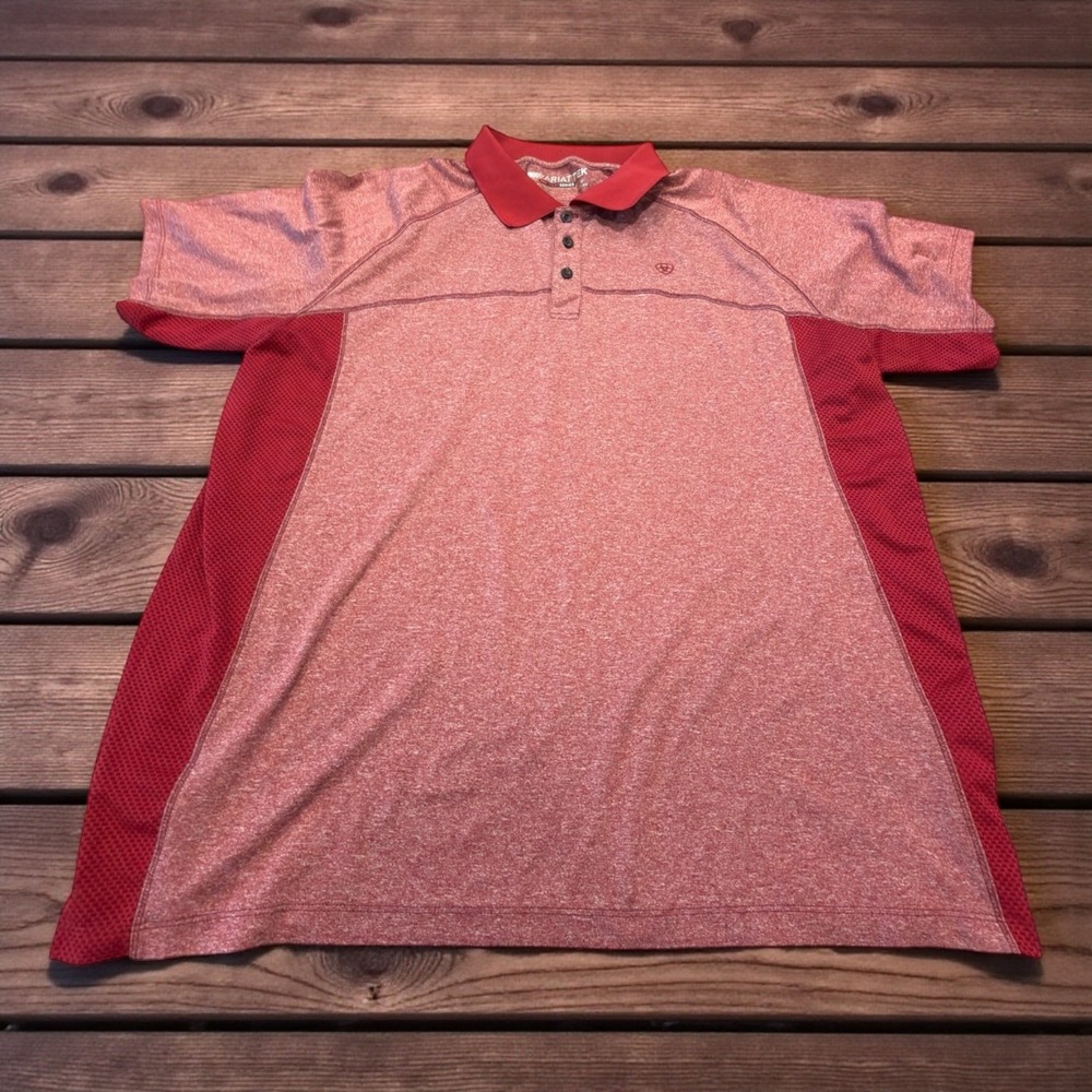 Ariat Polo Shirt Mens XL Red Heather Heat Series AriatTEK Mesh Panels 10019034
